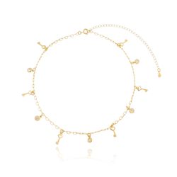 Colar Choker De Chaves e Ponto De Luz Semijoia Ban... - Kumbayá Joias