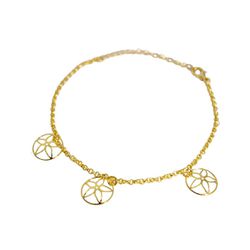 Pulseira Três Flores Mandala Banho de Ouro 18K - J... - Kumbayá Joias
