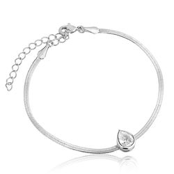 Pulseira Lacraia com Gota de Zircônia Banho de Ród... - Kumbayá Joias