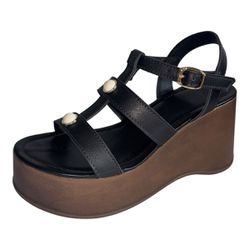 Tamanco Anabela Jaque Preto - Jaque-Preto - Paula B