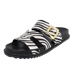 Sandália Rasteira Fivela Ivy Zebra - Ivy-Zebra - Paula B