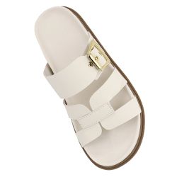 Sandália Rasteira Fivela Ivy Off-White - Ivy-Off-W... - Paula B