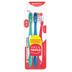 Escova de Dentes Powerdent X-Power Cross Pack Triplo - 2548 - Grupo PDHB - Loja Virtual