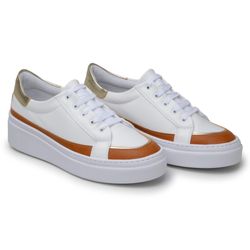 Tênis Vegano Branco/Laranja/Dourado Metalizado 7701 - 226 - USE PDK SHOES