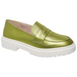 Mocassim Couro Premium Confort Metalizado Verde Oliva Metal 6002 - 57 - USE PDK SHOES