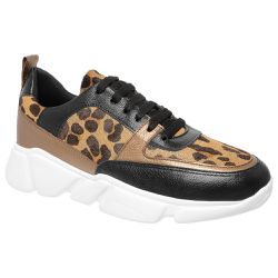 Tênis Couro Premium Pelo Leopardo Caramelo/Fly Preto/Bronze Metal 8020 - 67 - USE PDK SHOES