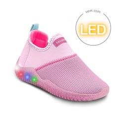 Tênis Infantojuvenil Menina Guty Led Rosa - 38594-... - Pé com Pé - Calçados Infantis