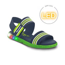 Papete Infantil Menino Guty Led Azul Marinho/Verde... - Pé com Pé - Calçados Infantis