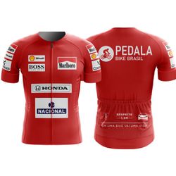 CAMISETA BIKE - AYRTON SENNA (VERMELHA) - 350 - PEDALA BIKE BRASIL