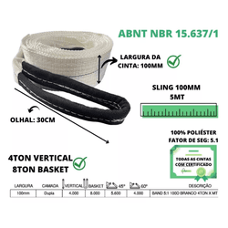 Sling 5:1 100d Branco 4 Ton x 5m - Peronti Soluções