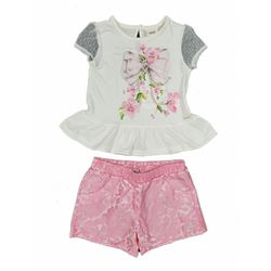 Conjunto Blusa e Short Rosa Animê - Petit Papillon Bebê & Criança