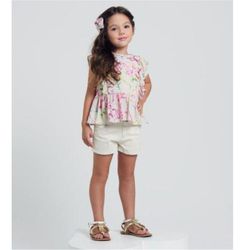 Blusa e Short Laços Delicados Animê - Petit Papillon Bebê & Criança