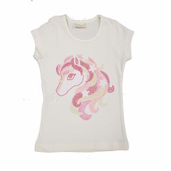 Camisetinha Unicórnio Offwhite - Petit Papillon Bebê & Criança