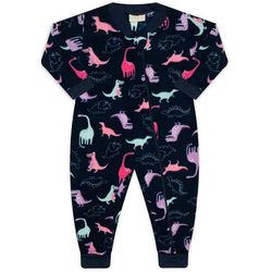 Pijama Soft Dino Marinho e Rosa - Petit Papillon Bebê & Criança