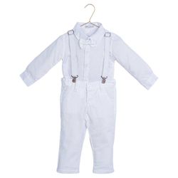 Conjunto Batizado Body Camisa Com Suspensório E Gr... - Petit Papillon Bebê & Criança