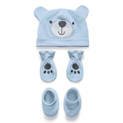 Kit Touca, Luva e Pantufa Azul - Petit Papillon Bebê & Criança