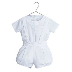 Jardineira Oxford Branca - Petit Papillon Bebê & Criança