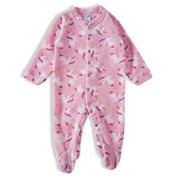 Pijama Macacão Com Pé Unicórnio Soft Rosa - Petit Papillon Bebê & Criança