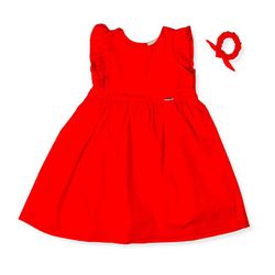 Vestido Infantil em Sarja Vermelho - Petit Papillon Bebê & Criança