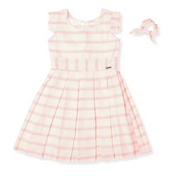 Vestido Infantil Listrado Rosa com Lurex - Petit Papillon Bebê & Criança