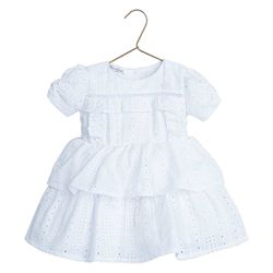 Vestido Branco em Lasie e Ponto Palito - Petit Papillon Bebê & Criança