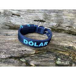 COLEIRA BABY PERSONALIZADA 3cm azul marinho com no... - PETSPACE
