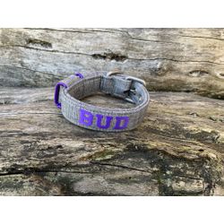 COLEIRA BABY PERSONALIZADA 3cm cinza riscado com n... - PETSPACE