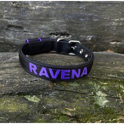 COLEIRA BABY PERSONALIZADA 3cm preta com nome roxo... - PETSPACE