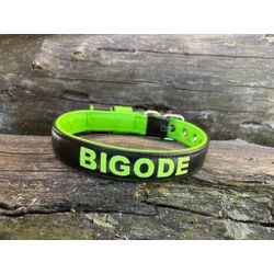 COLEIRA BABY PERSONALIZADA 3cm preta/verde fluores... - PETSPACE