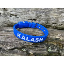 COLEIRA BABY PERSONALIZADA 3cm azul com nome em br... - PETSPACE