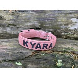 COLEIRA BABY PERSONALIZADA 3cm glitter rosa com no... - PETSPACE