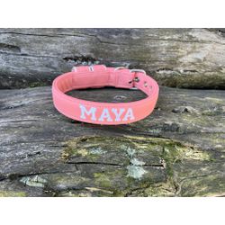 COLEIRA BABY PERSONALIZADA 3cm salmão com nome em ... - PETSPACE