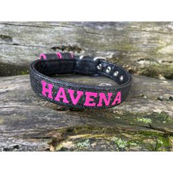 COLEIRA BABY PERSONALIZADA 3cm glitter preta com n... - PETSPACE