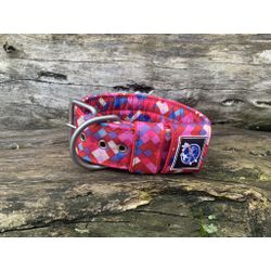 COLEIRA ESTAMPADA 5cm xadrez rosa - 911 - PETSPACE