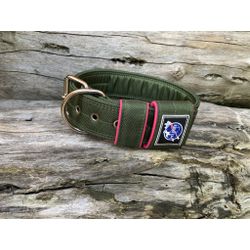 COLEIRA LISA 5cm militar detalhe em rosa - 1214 - PETSPACE