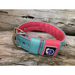 COLEIRA LISA 5cm azul tiffany/rosa - 1103 - PETSPACE