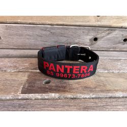 COLEIRA PERSONALIZADA 5cm preta com nome vermelho ... - PETSPACE