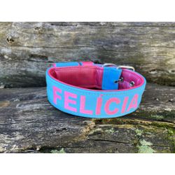 COLEIRA PERSONALIZADA 5cm azul bebê/rosa com nome ... - PETSPACE