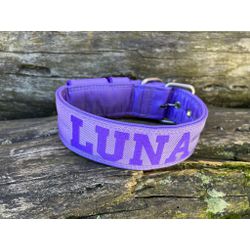 COLEIRA PERSONALIZADA 5cm lilás com nome em roxo -... - PETSPACE