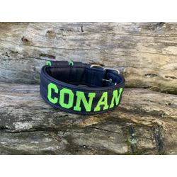 COLEIRA PERSONALIZADA 5cm azul marinho com nome em... - PETSPACE