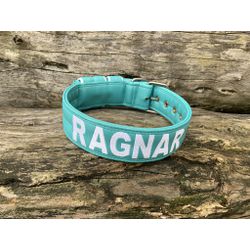 COLEIRA PERSONALIZADA 5cm azul tiffany com nome em... - PETSPACE