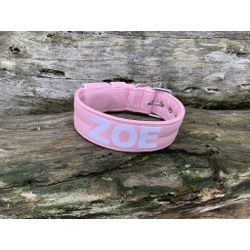 COLEIRA PERSONALIZADA 5cm rosa claro com nome em b... - PETSPACE