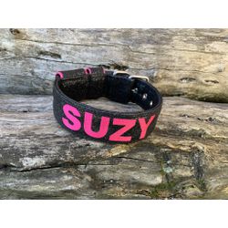 COLEIRA PERSONALIZADA 5cm glitter preto com nome e... - PETSPACE