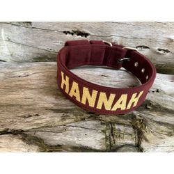 COLEIRA PERSONALIZADA 5cm camurça vinho com nome e... - PETSPACE