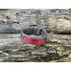 COLEIRA PERSONALIZADA 5cm cinza chumbo com nome em... - PETSPACE