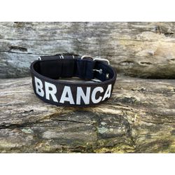 COLEIRA PERSONALIZADA 5cm preta com nome em prata ... - PETSPACE