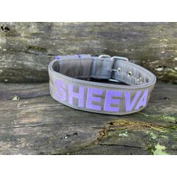 COLEIRA PERSONALIZADA 5cm cinza chumbo com nome em... - PETSPACE