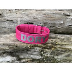 COLEIRA PERSONALIZADA 5cm rosa com nome em prata ... - PETSPACE