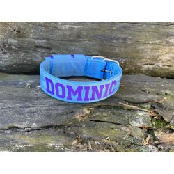 COLEIRA PERSONALIZADA 5cm azul bebê com nome em ro... - PETSPACE