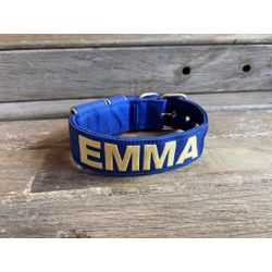 COLEIRA PERSONALIZADA 5cm azul bic com nome em dou... - PETSPACE